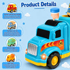 Veslier Toy Trucks for 2 3 4 5Years Old,Construction Transpor Trucks for Toddlers 2-4 Years with 4 Pull Back Cars for Toddlers 2-4,Christmas Birthday Gift for 18M+ 2 3 4 5 Years Old Kids Boys Girls.