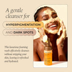 Glo Melanin Turmeric & Kojic Foaming Face Wash – Brightening Foaming Cleanser with Scrubber Top, Rose Water, Vitamin C, Aloe & Kojic Acid – Natural, Paraben-Free, 4 fl oz, 120 ml