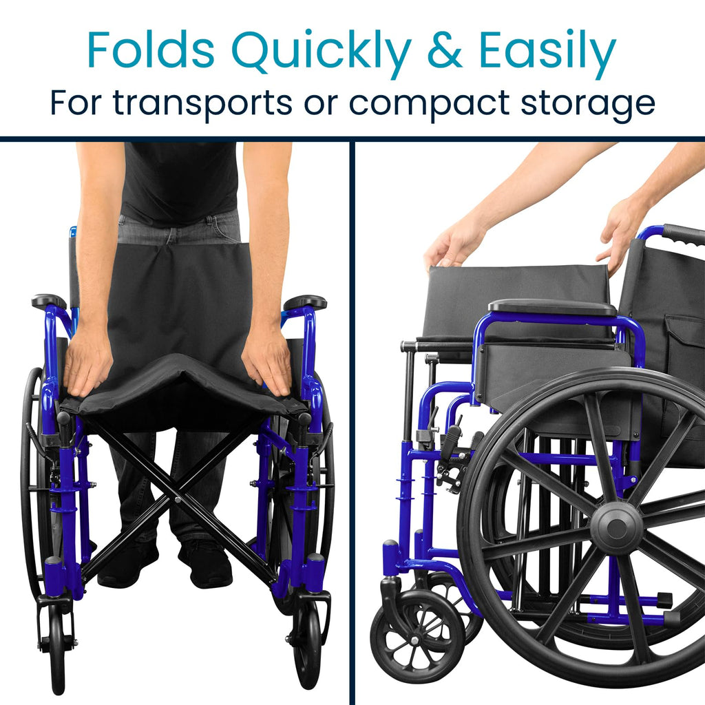 Vive Bariatric Wheelchair for Adults (Supports 400 lbs) - Foldable, Heavy Duty, Manual & Transport Wheel Chair - Portable Senior Drive Travel Scooter for Transfers - Wide 20" Seat