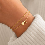 M MOOHAM Bracelets for Women, 14K Gold Plated Initial S Bracelet Jewelry