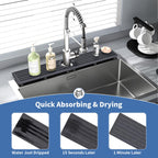 Faucet Mat for Kitchen Sink, Water Absorbent Kitchen Faucet Mat, Durable Sink Splash Guard with Raised Feet, Diatomite Fast Drying Kitchen Sink Faucet Mat, Bathroom Stone Drying Tray for Counter