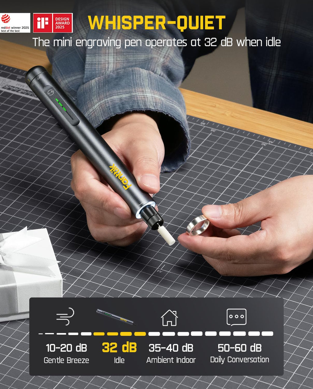 Fanttik F2 Master Mini Cordless Rotary Tool Kit, NeoPulse Motor, 5 Speed, 25000 RPM, Revostor Hub, 35 Accessories, Engraving Pen, for 3D Printer Sanding, Polishing, Drilling, Carving, DIY Crafts