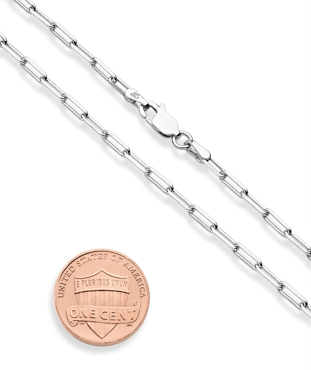 Miabella Italian 925 Sterling Silver 2.5mm Paperclip Anklet (SS, 9 Inches)