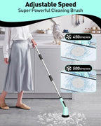 Shower Scrubber with Long Handle, Electric Scrubber for Cleaning Bathroom