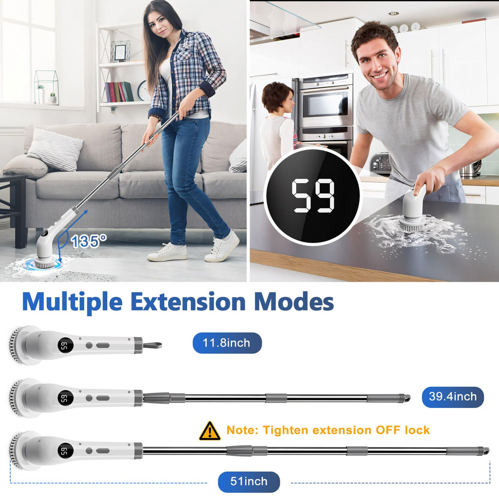 qimedo Electric Spin Scrubber, Rechargeable Handheld Electric Scrubber for Cleaning, Cordless Power Dish Scrubber with 7 Brushes for Bathtub Grout Tile Floor