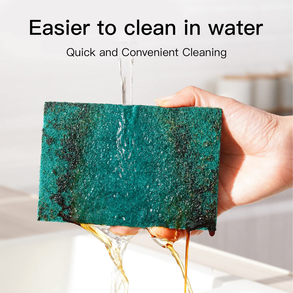 GUEICN Heavy Duty Scour Pads Sponge Dish Scrubber Non-Scratch Green Reusable Household Scrub Pads for Kitchen and Dish Cleaning Tool (20Pcs Sponge+3Pcs Clean Towel)