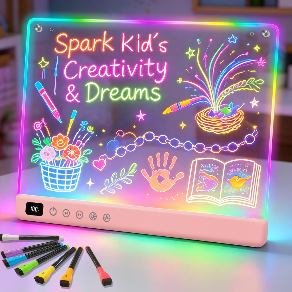 Lumiboard Led Drawing Board with 13 Light Effects, 16" Rechargeable Glow Doodle LED Note Board with Colors, Neon Light Up Drawing Tablet Gifts for Kids for Easter Birthday Christmas Gift Ideas