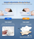 Ultra Pain Relief Cooling Pillow for Neck Support, Adjustable Cervical Pillow Cozy Sleeping, Odorless Ergonomic Contour Memory Foam Pillows, Orthopedic Bed Pillow for Side Back Stomach Sleeper