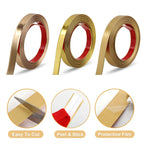 Soengsau Matte Gold Finish Molding Trim, 196.8" L x 0.8" W Peel and Stick Decoration Strip for Ceiling, Wall, Tile Edge, Furniture Cabinet, Mirror