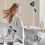 Hands Free Hair Dryer Stand Holder, Countop Blow Dryer Holder with 360 Degree Rotating, Height Adjustable, Universal Grip Works for 99% Blow Dryer (White)