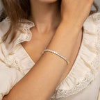 PAVOI Zirconia Cubic CZ Classic Tennis Bracelet for Women, White Gold