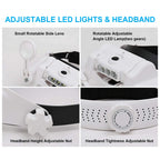 Dilzekui Headband Magnifying Glass with Light, Rechargeable Head Magnifying Glasses 1X to 14X, Magnifier Headset with 6 Detachable Lens, Hands Free Head Mount Magnifier for Close Work Jewelry Crafts