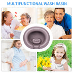 Portable Inflatable Hair Washing Basin for Bedridden - Wash Hair in Bed with Inflatable Shampoo Bowl.For Elderly,Disabled,Injured,Ideal Inflatable Sink for Locs Detox (Brown, 18in Inner)