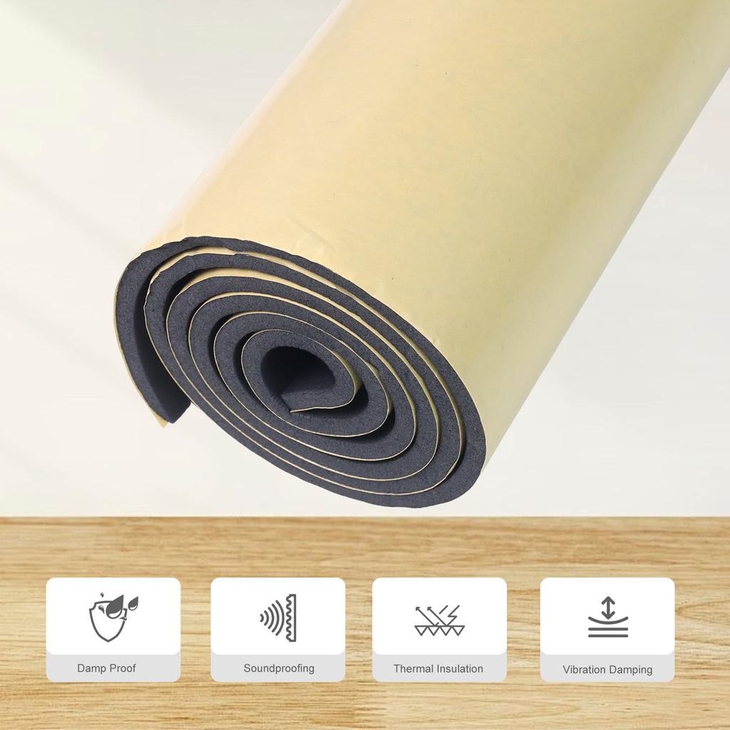 Storystore Foam Rubber Sheet with Adhesive, 12 x 59 x 1/8 Inch Closed Cell Insulation Neoprene Foam Sheet, Multi-Function Soundproof Weatherproof Foam Padding