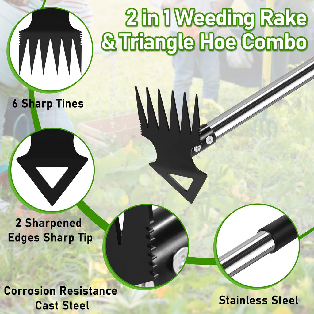 Upgraded Weed Puller Tool with Long Handle, 56" Manual Weeder Remover Tool