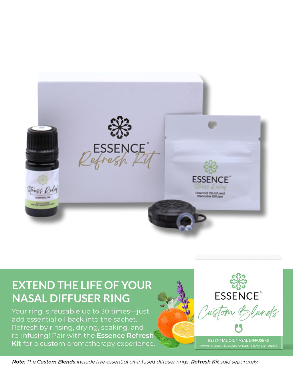 HONÉ Essence Nasal Diffuser Custom Blends Bundle – Essential Oil Silicone Nose Rings for Energy, Immunity, Stress & Allergy Relief – Wearable Aromatherapy for Daily Wellness & Relaxation