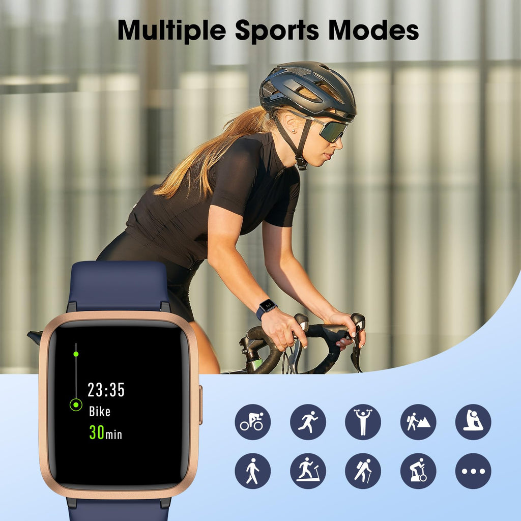 Fitness Tracker Watch with Heart Rate Monitor, Activity Tracker with Pedometer, Sleep Monitor, Calories & Step Counter, 5ATM Waterproof Smart Watch for Women Men Health Fitness Watch for Sports