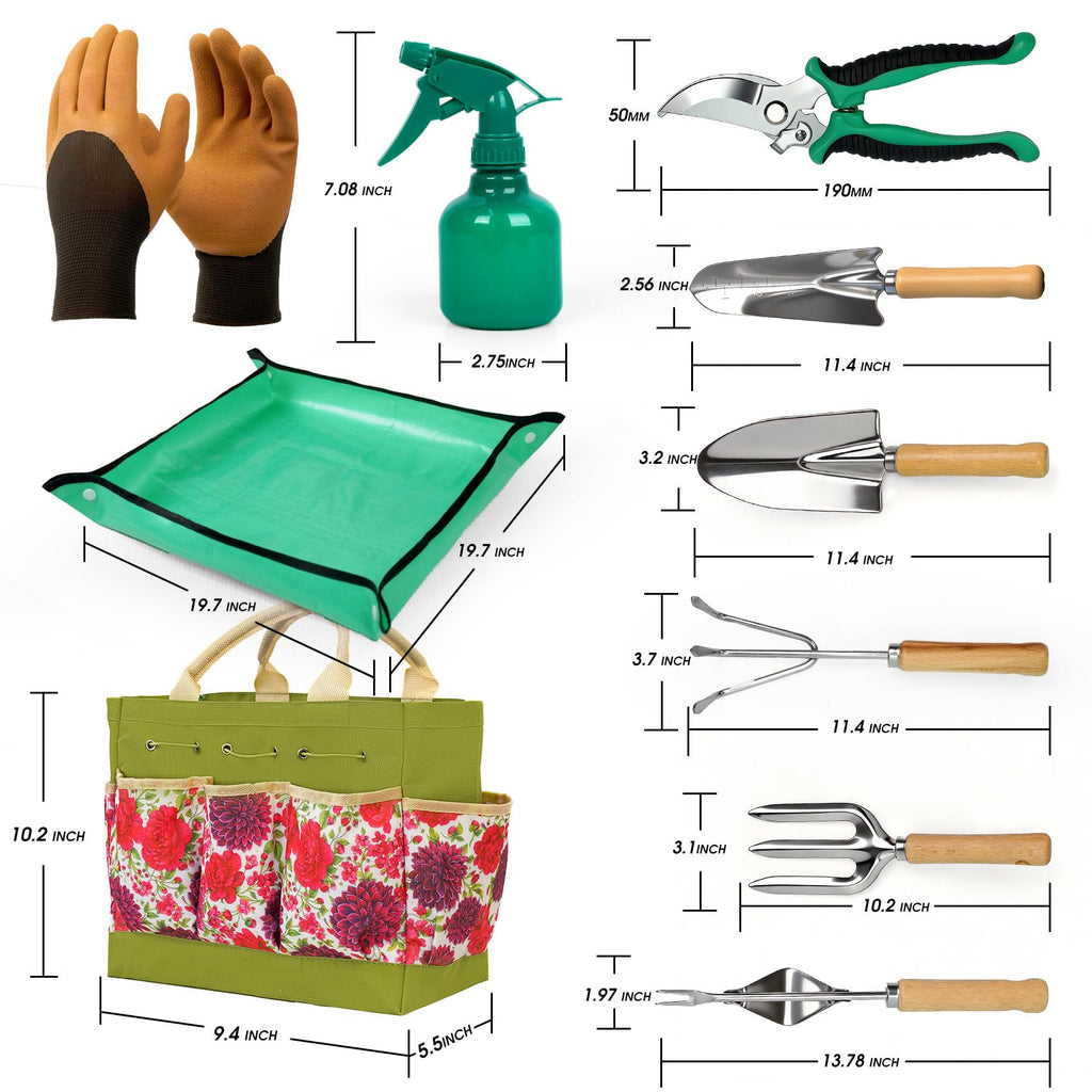 SLARMOR Garden Tool Set, 10 PCS Gardening Tools/Kit for Women,Gardener Gift