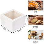 Moretoes 15Pcs Cake Boxes, 12x12x8 Inch White Bakery Boxes with Window Cake Containers Tall Dessert Cardboard Boxes