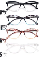 MODFANS Women Reading Glasses 1.5 4 Pair Stylish Ladies Readers with Comfort Spring Hinge Pattern Design Pouch Included