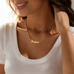 TRANGEL Name Necklace Personalized with Curb Chain, Dainty Custom Necklace with Name for Women 925 Sterling Silver Gothic Style Customized Nameplate Necklace Gifts for Christmas