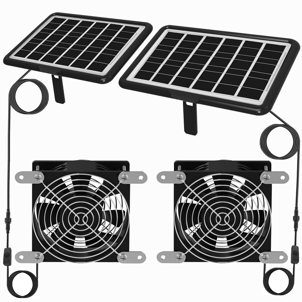 DELUMEE Powerful Solar Exhaust Fans, with Dual Install-Free 30W Solar Panels, Cloudy Days Working, Waterproof Solar Powered Cooling Fan for Ventilation in Greenhouse, Pet House, Chicken Coop, Garage