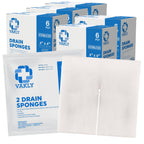Vakly Sterile Split Gauze 4" x 4" 6-Ply (Pack of 250) – Absorbent Non-Woven Drain Sponges with Precut Slit for IV & Tracheostomy Care