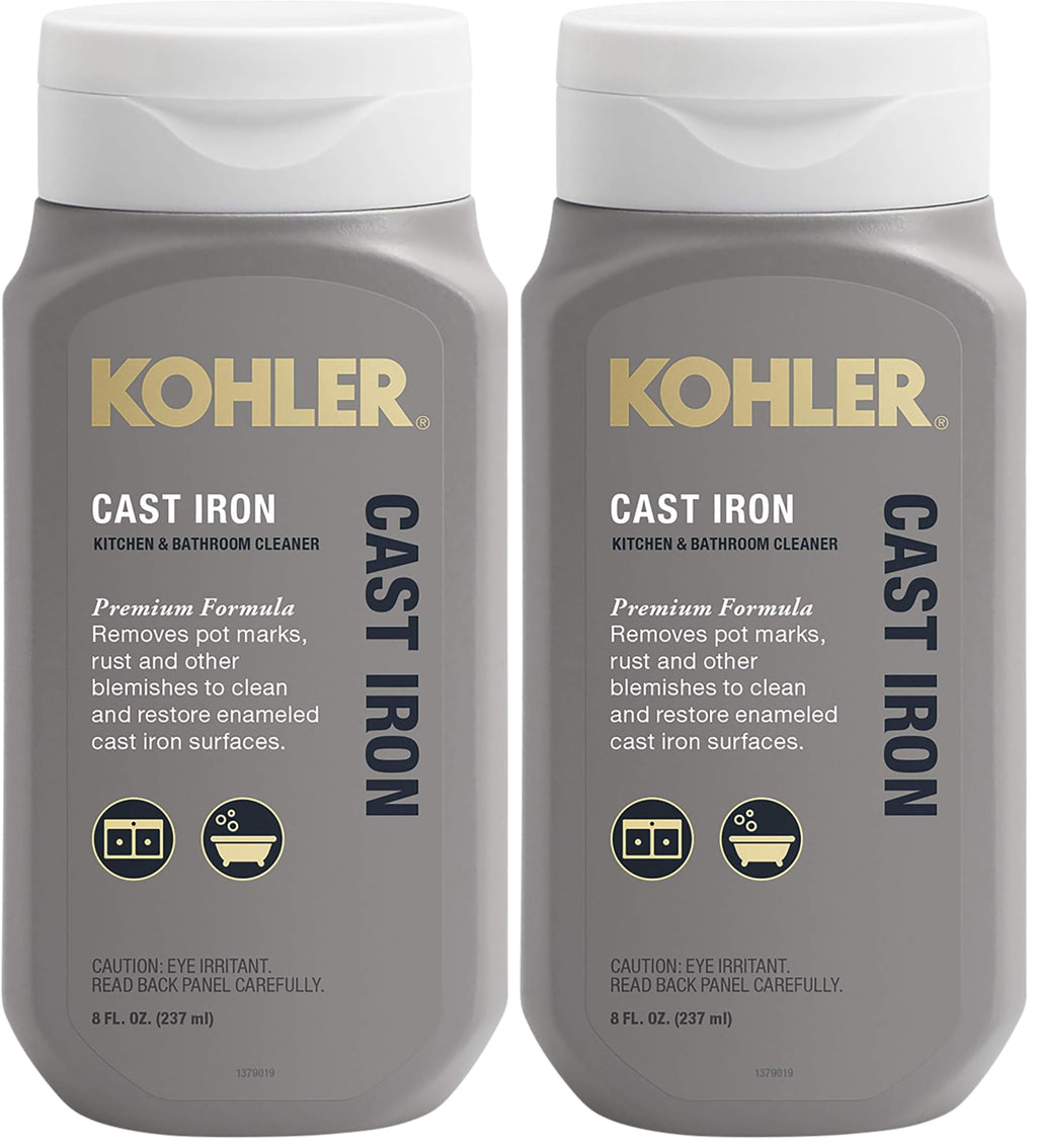 KOHLER K-23725-NA Cast Iron Cleaner, For Kitchen and Bathroom, 8 oz Bottle, Nonabrasive Cream-based Cleaner (Pack of 2)