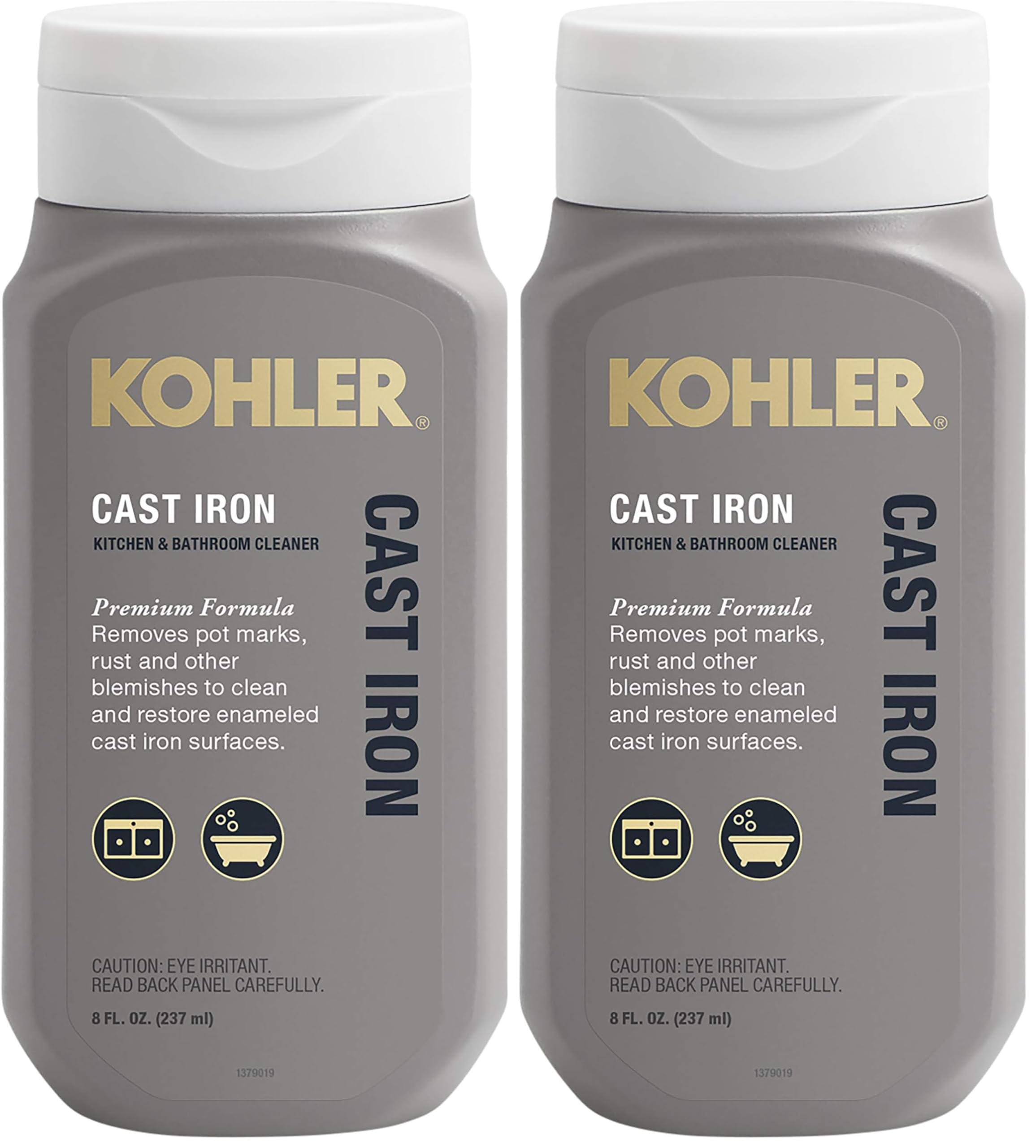 KOHLER K-23725-NA Cast Iron Cleaner, For Kitchen and Bathroom, 8 oz Bottle, Nonabrasive Cream-based Cleaner (Pack of 2)
