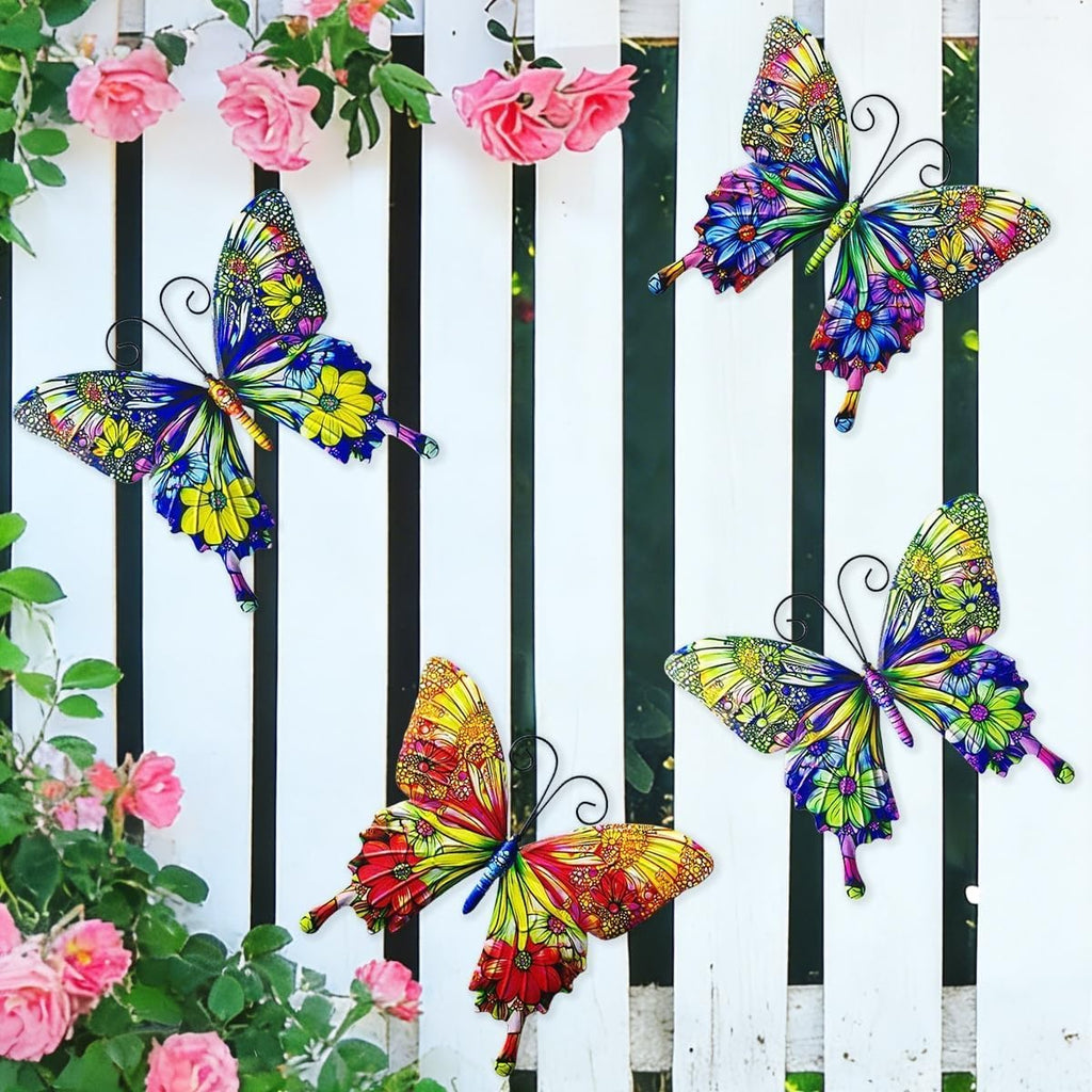 RLPZDWH Metal Butterfly Wall Art Decor, 4 Pack