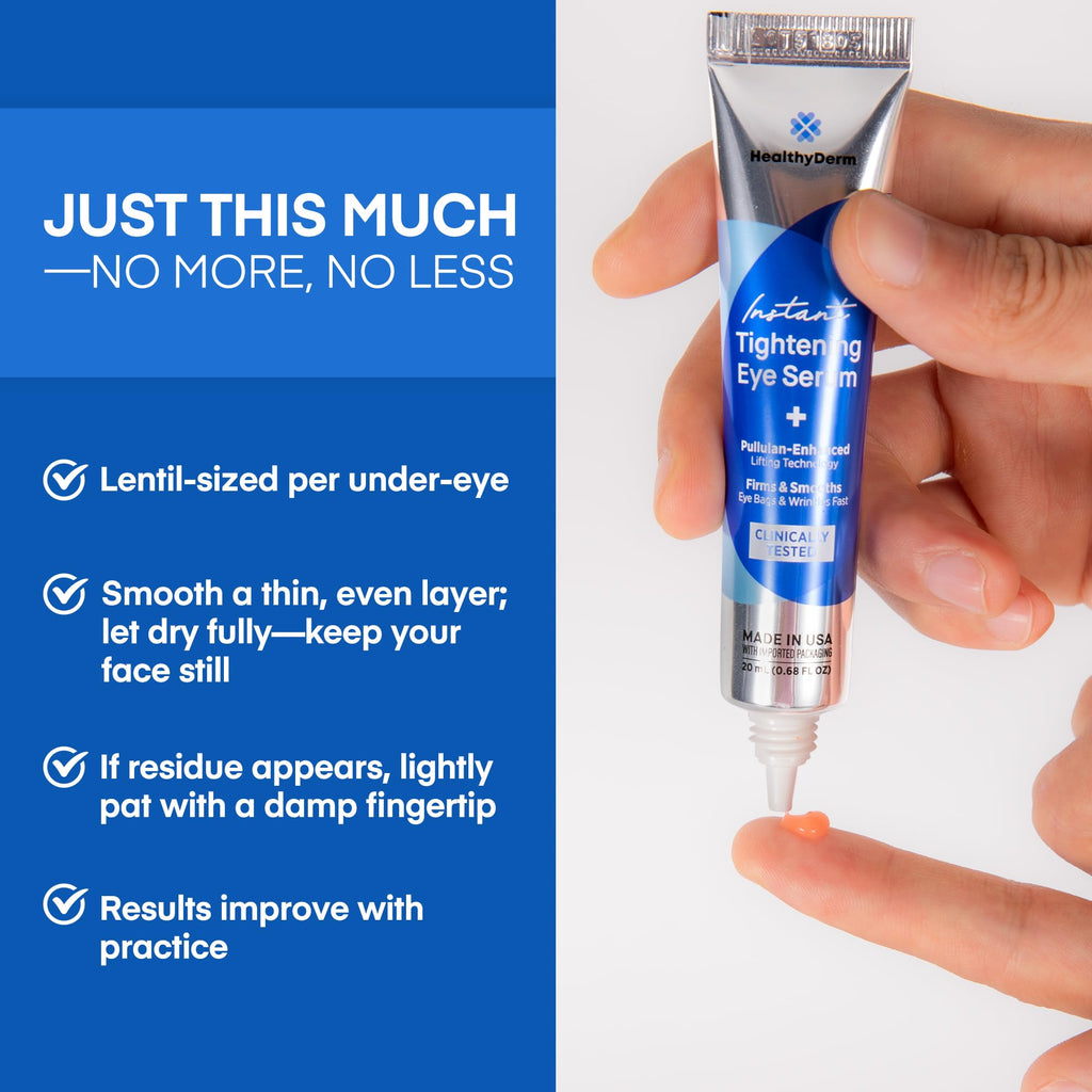 HealthyDerm Instant Under Eye Lift Serum - Reduces Eye Bags, Wrinkles, Puffy Eyes, Dark Circles & Crow’s Feet in Minutes - Advanced Firming Polysaccharide Formula for Mature Skin - 20 mL