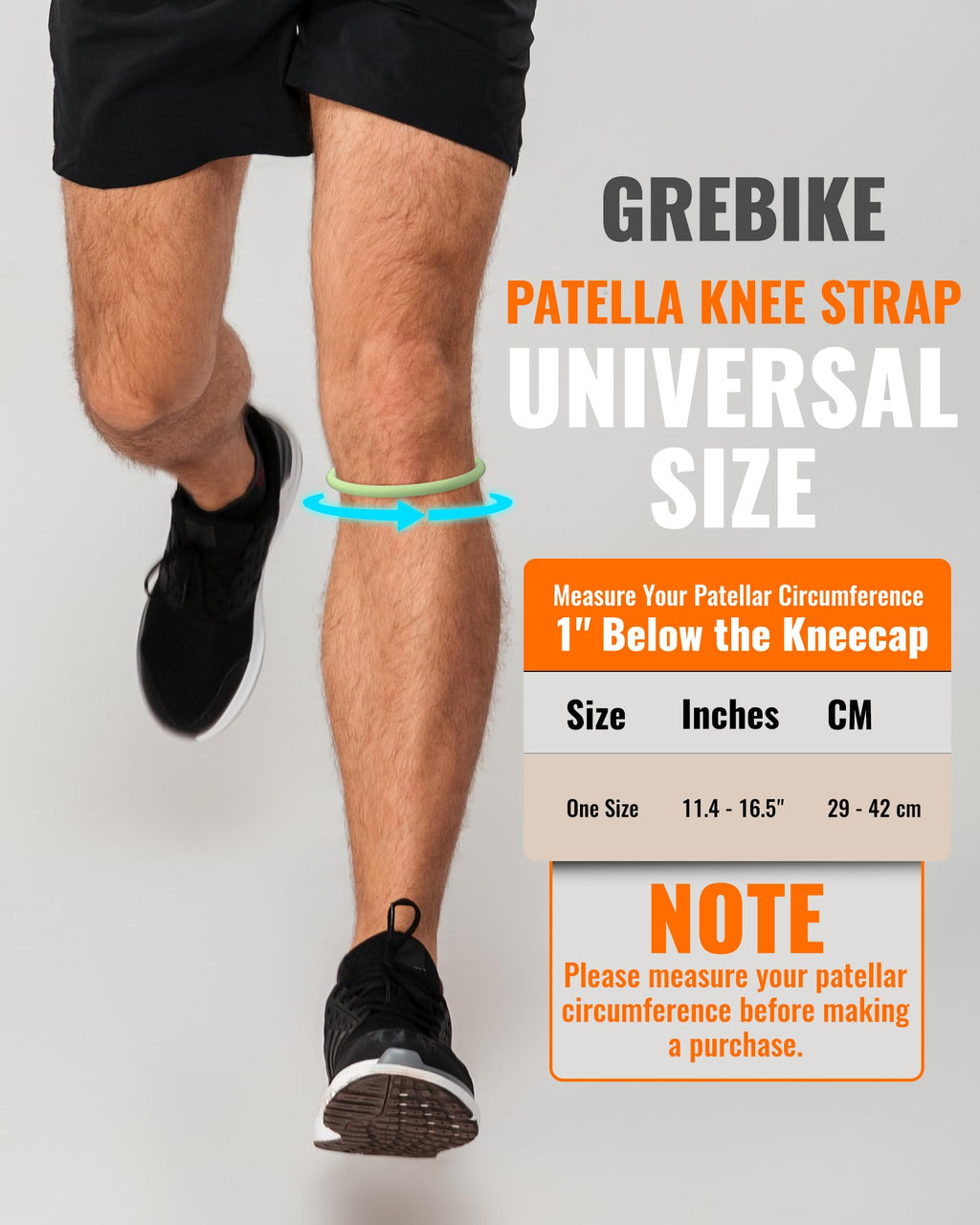 GREBIKE 2PCS Patellar Tendon Support Strap for Knee Pain Relief, Knee Bands for Basketball, Running, Tennis, Soccer and Hiking, Silicone Patella Band for Women and Men, Includes Storage Bag (Fluorescent Green)
