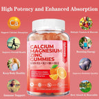 Sugar Free Calcium Magnesium Zinc Supplement Gummies with Vitamin D3 & B12 for Women and Men High Absorption Calcium Magnesium Supplement for Immune Support (120 Counts)