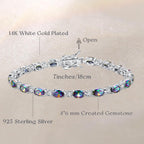 FANCIME Sterling Silver Created Alexandrite Tennis Bracelet for Women 7"