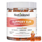 Slippery Elm for Women Gummies, Organic Slippery Elm Bark Extract with Probiotics, Sea Buckthorn, L-Glutamine for Gut & Digestive Health, Throat & Respiratory Support, Sugar Free, Vegan, 60 Gummies
