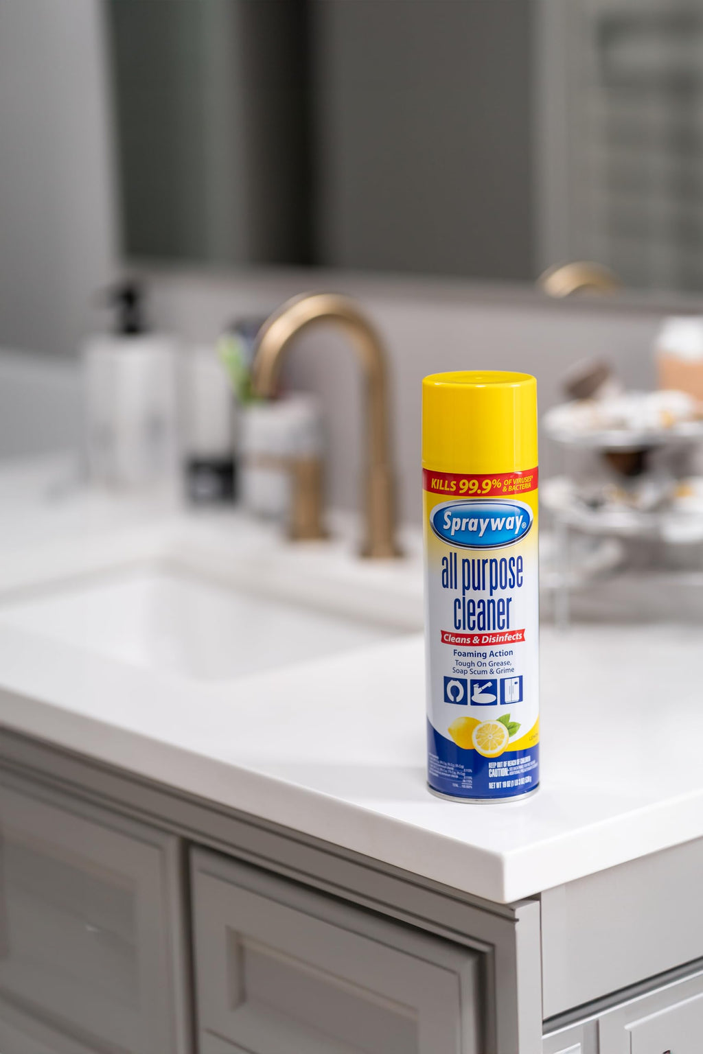 Sprayway All Purpose Cleaner with Lemon Scent, 19oz, Pack of 6 | Foaming Action, Clean, Disinfect, Deodorize | Tough on Grease, Soap Scum, Grime | EPA Approved, Kills 99.9% of Viruses & Bacteria