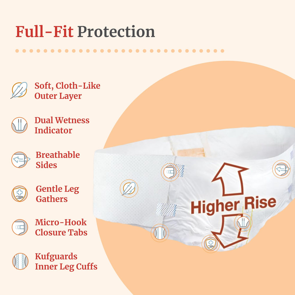 Tranquility Bariatric Disposable Briefs 3X-Large with HI-Rise High Waistline, Peach Mat Core & Secure Kufguard Technology for Skin Integrity, Latex-Free, 34oz Capacity, 32ct Case