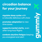Jet Lag Remedy for Travel Gummies • No Jet Lag Pills Alternative • Travel Essentials • Support Adjustment to Time Zones and Circadian Rhythm • Delicious Tropical Berry Flavor • 20 Gummies 3-5 Trips