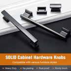 VEHCIL 20 Pack Square Matte Black Cabinet Pulls, 5 Inch(128mm) Hole Centers Kitchen Cabinet Handles Drawer Pulls Kitchen Hardware for Cabinets,Cupboard Closet Bathroom Dresser, Solid Zinc Alloy
