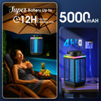 Bug Zapper Outdoor, 4-in-1 4200V Electric Mosquito Zapper, Rechargeable Bug Zapper Cordless Fly Zapper with 5000mAH Battery, Waterproof IP67, Wireless & Portable Insect Zapper for Patio Camping