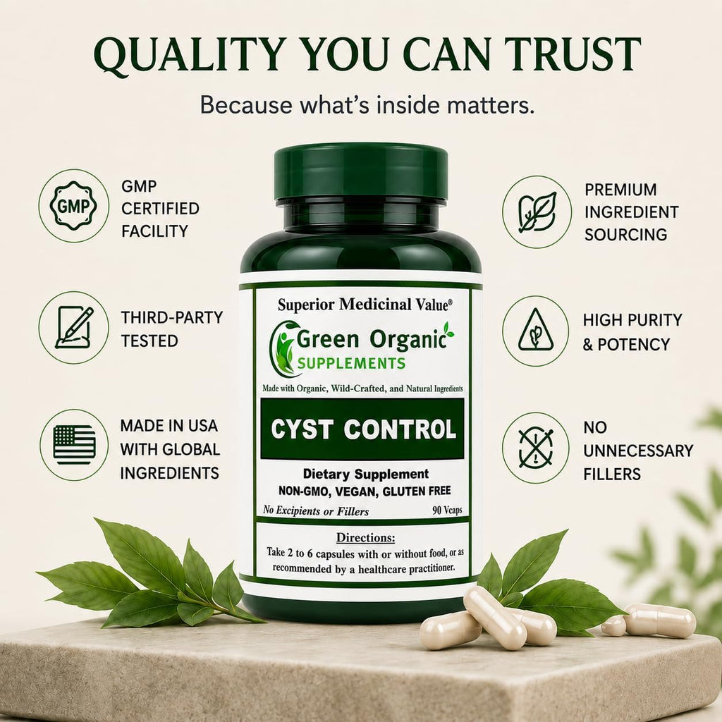 Green Organic Supplements Cyst, Breast Cyst, 90 VCaps, High Absorbable, Non-GMO, Gluten-Free (Pack of 3)