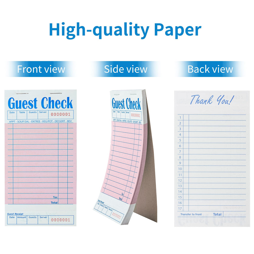 ZPARIK 6 Pack Guest Checks Books, Server Note Pads, Pink