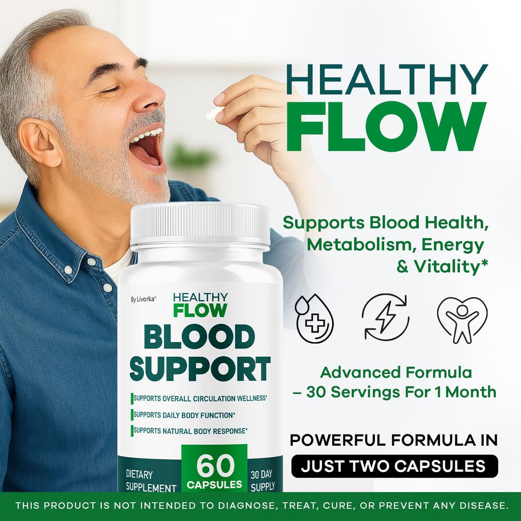 (3 Pack) Healthy Flow Blood Support - HealthyFlow Support Supplement Capsules Daily Premium Advanced Formula Pills - Maximum Strength, Vitamins for Overall Health & Wellness, 180 Capsules for 3 Months