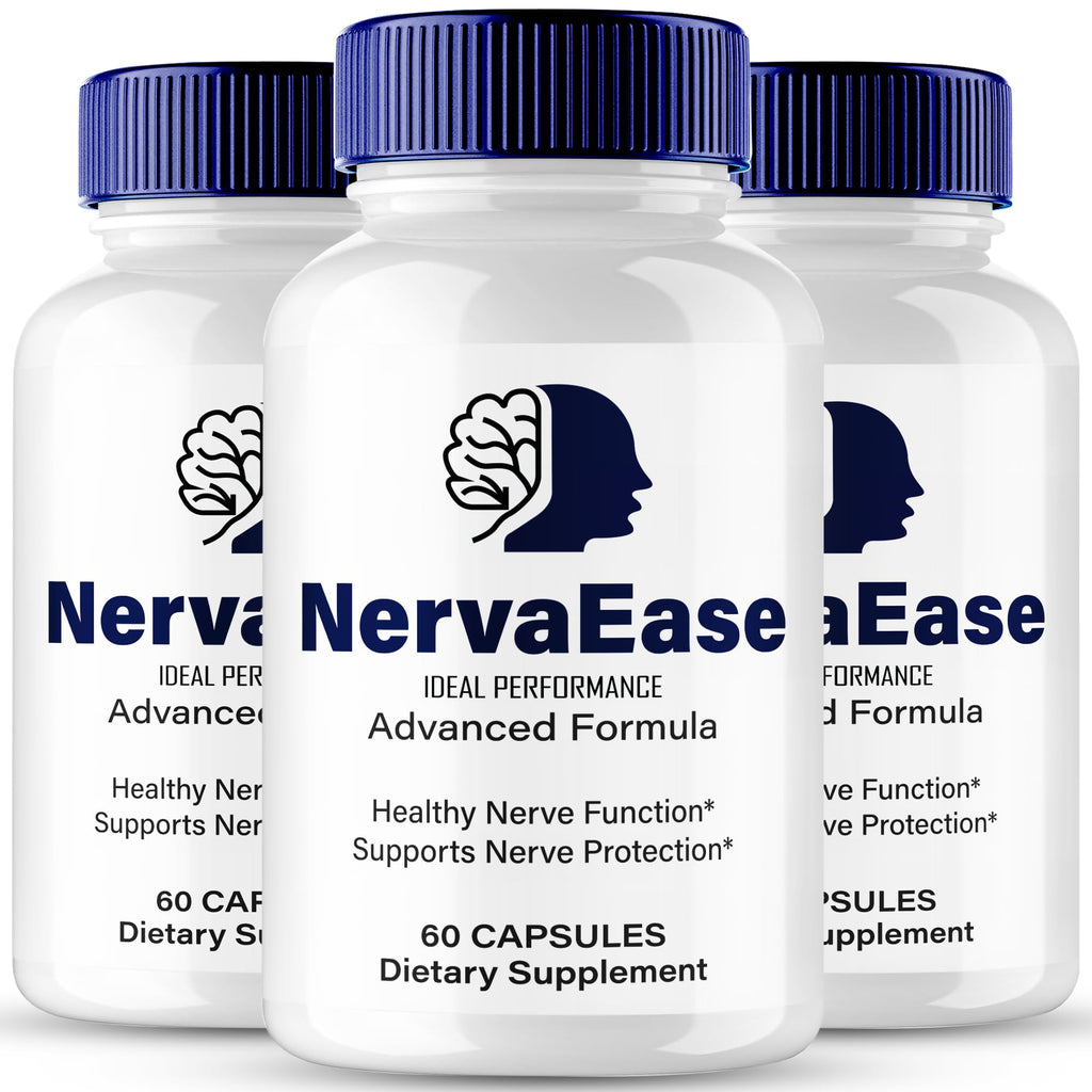 NervaEase Nerve Supplement Capsules, Nerva Ease Health Formula Supplement Pills - Maximum Strength, Advanced Brain & Memory Focus, All Natural Daily Vitamins Support, NervaEase Reviews (3 Pack)