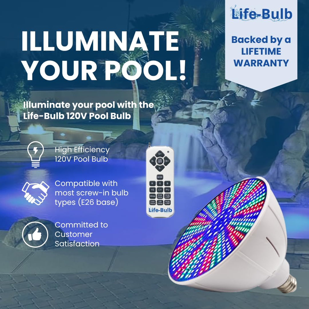 Life-Bulb 120V Color LED Pool Lights for Inground Pool, Pool Light Bulb ...