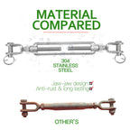 Jamiikury 3PCS M6 Jaw Jaw Turnbuckle Stainless Steel Jaw and Jaw Turnbuckle, Jaw Jaw Closed Body Marine Turnbuckle, Durable for Wire Rope Cable (M6, Jaw & Jaw)