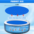 Kakolvan Solar Bubble Hot Tub Spa Cover for 7FT Round Circle Inflatable Swimming Pool Blanket Thermal Floating Insulation 16 Mil Bubble Solar Covers for Indoor Outdoor Spa Hot Tub Wrap Covers