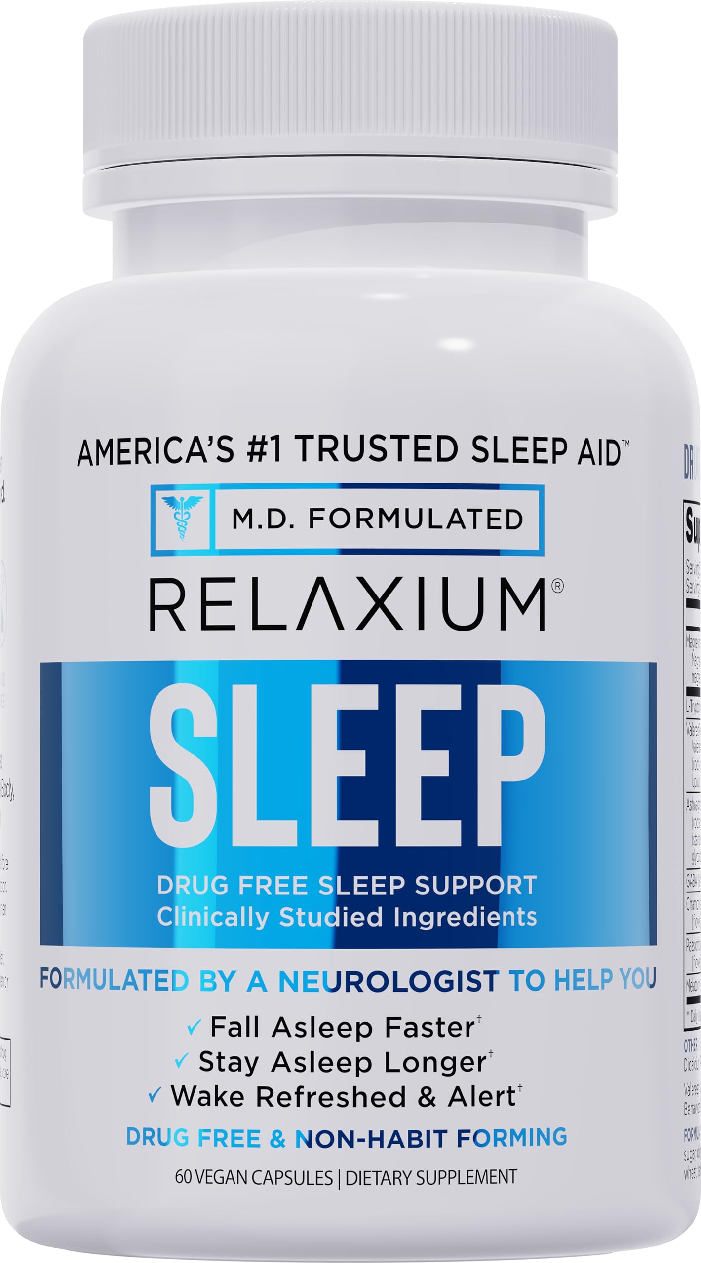 Relaxium Sleep Aid – Professional Strength Formula for Adults | 5mg Melatonin, Magnesium Glycinate, Valerest & Ashwagandha | Non-Habit Forming Sleep Support | 60 Capsules, 30-Day Supply