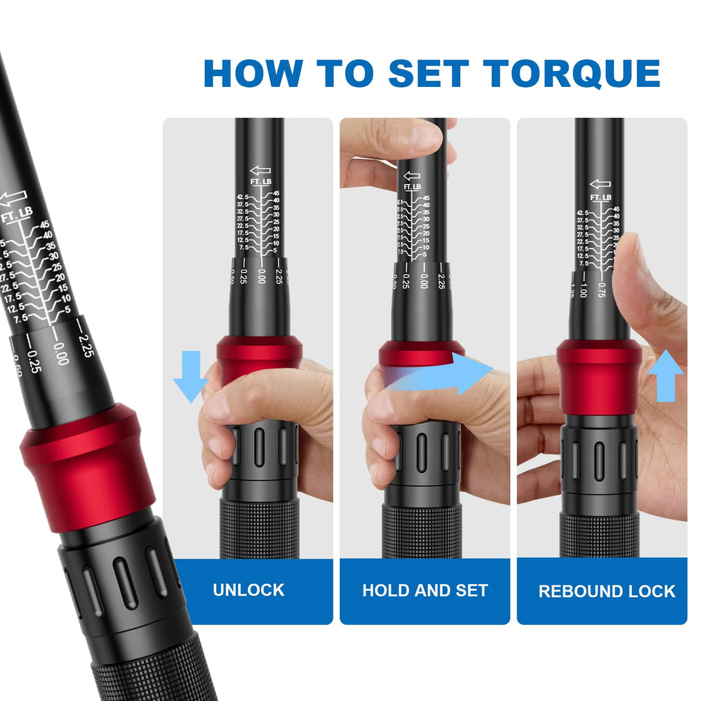 SUERCUP 3/8-Inch Drive Click Torque Wrench - 5-45 Ft-Lb/6.8-61Nm, Dual-Direction Adjustable 72 Tooth Click Torque Wrench for Bike, Motorcycle and Car Repair