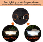HUYIENO Solar Post Cap Lights Outdoor LED Lighting Deck Fence Cap Light Two Light Modes Warm White/Bright White Suitable for 4x4 Wooden Posts Black 2PK